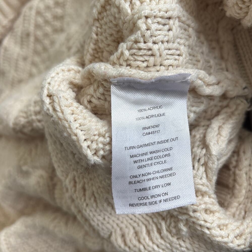 Natural Reflections Cream Cableknit Sweater Fisherman Large - Picture 6 of 8